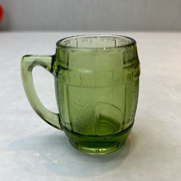 Vtg Barrel Shot Glass Toothpick Holder Mini Green MCM Keg Beer Mug - Picture 2 of 4